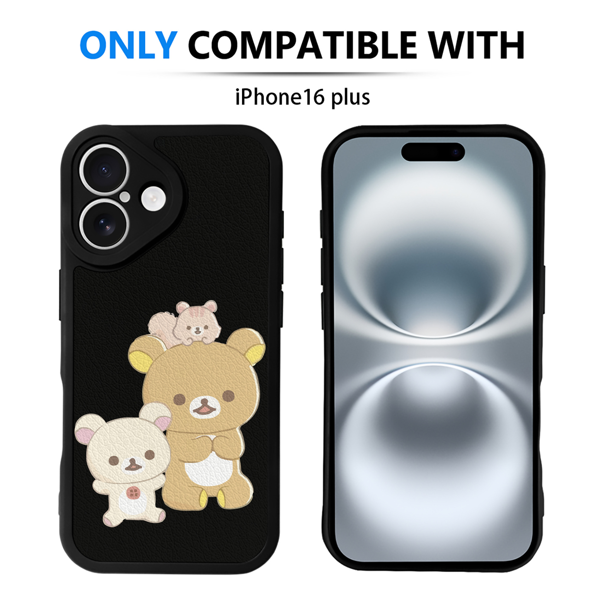 （画像用） リラックマ リラックマ キイロイトリ Rilakkuma Korilakkuma Kiiroitori 【iPhone 16シリーズ対応】シリコンスマホケース（レザー調） 材質：シリコン